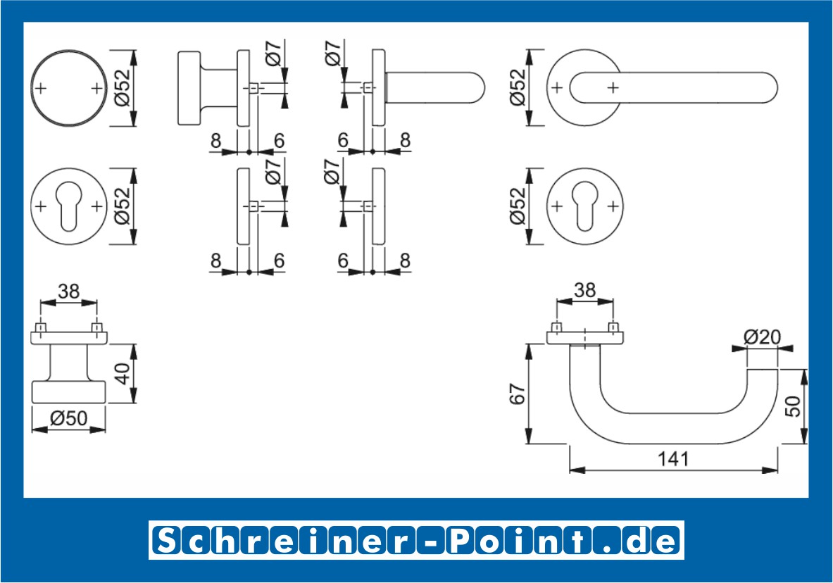 Hoppe Paris Edelstahl Rosettengarnitur F69 E138Z/42KV/42KVS, 3290074, 6377360, 3290082, 6566814, 3290066, 6377394, 3297057